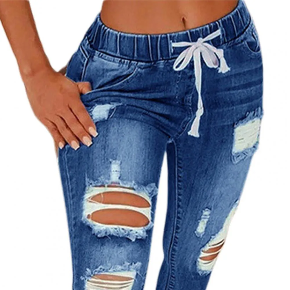 Women Jeans Ripped Hole Stretchy
