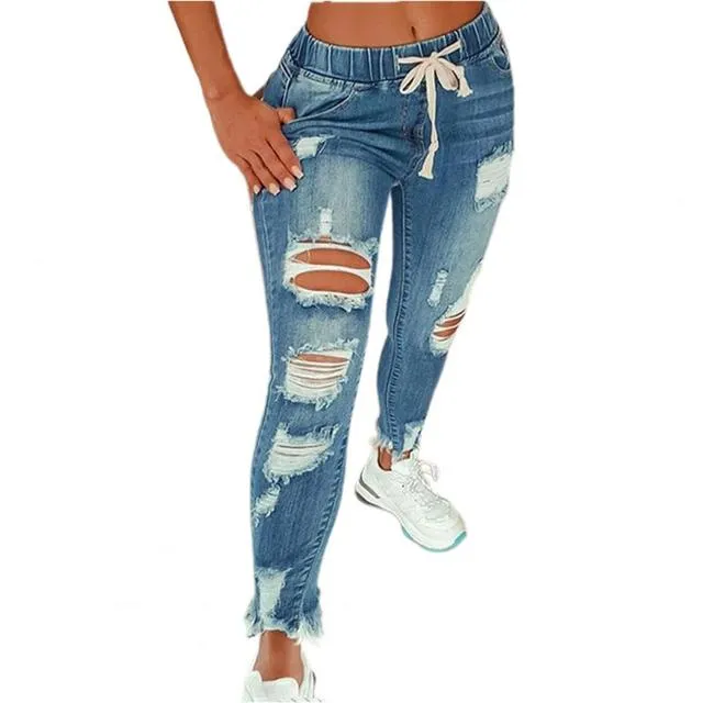 Women Jeans Ripped Hole Stretchy
