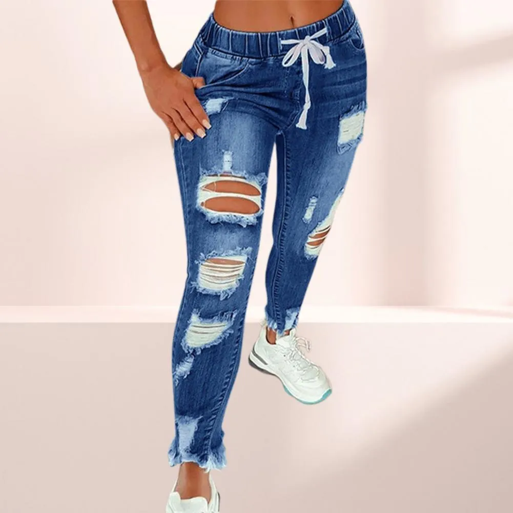 Women Jeans Ripped Hole Stretchy