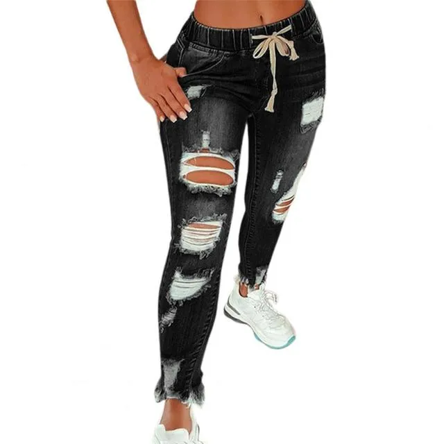 Women Jeans Ripped Hole Stretchy