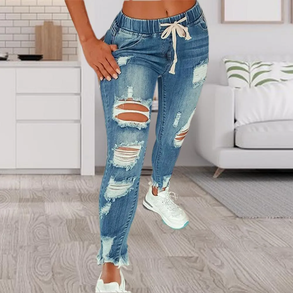 Women Jeans Ripped Hole Stretchy