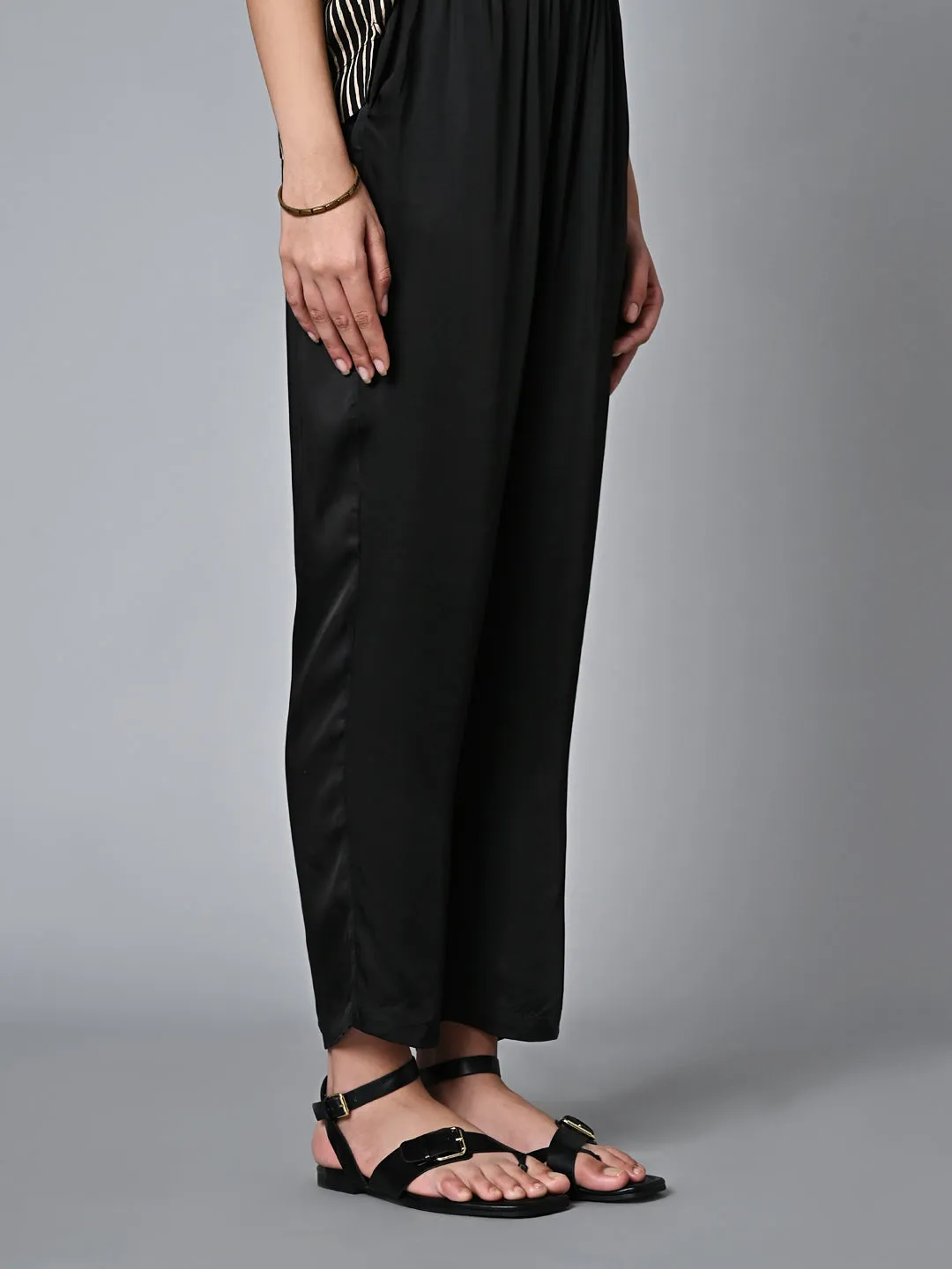 Women's Regular Fit Modal Black Pant