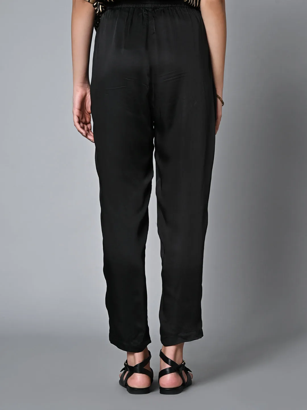 Women's Regular Fit Modal Black Pant