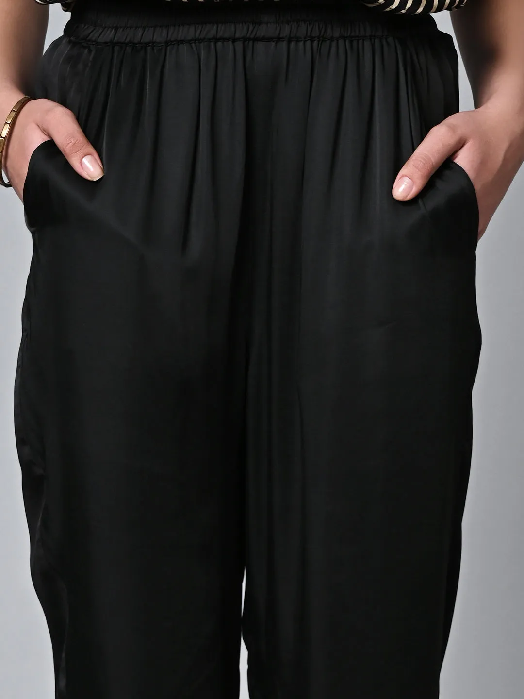 Women's Regular Fit Modal Black Pant